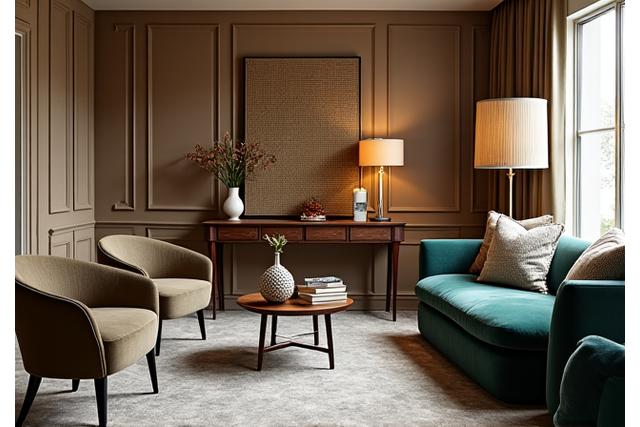 Elegant interior of the Squirrel & Spruce showroom, showcasing bespoke furniture and decor.