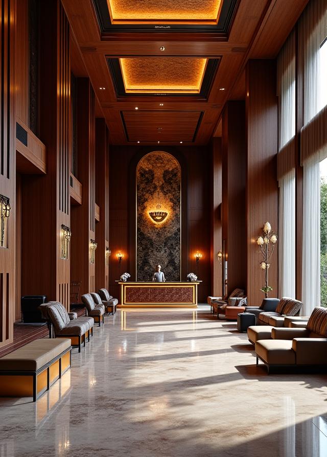 Luxurious hotel lobby with bespoke furniture